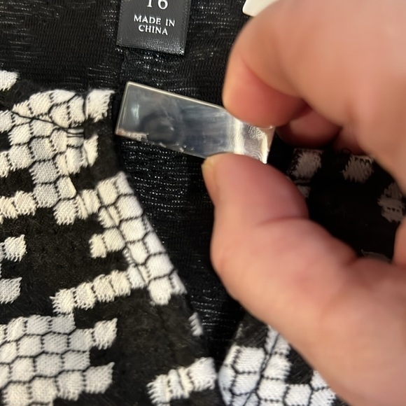Harper 241 Dress black white geo houndstooth faux wrap midi size 16 NWT - Picture 9 of 15
